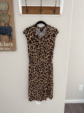 Worthington Leopard Print Midi Dress - Tan, Brown